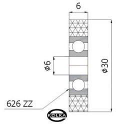 Rolka poliuretanowa fi. 30 mm / RP-30-6/6 dociskowa