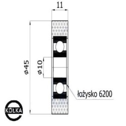 Rolka poliuretanowa fi. 45 mm / RP-45-11/10 dociskowa