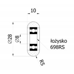 Rolka poliuretanowa fi. 28 mm zaokrąglona / RPC-28-10/8