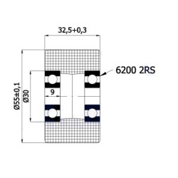 Rolka tworzywowa fi. 55 mm otw.10mm / R-55-33/10