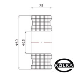 Rolka tworzywowa fi. 60 mm x 25, otw.25mm / RB-60-25/25