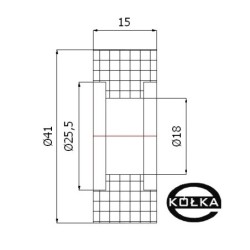 Rolka tworzywowa fi. 41 mm x 15, otw.8mm / RB-41-15/18