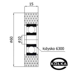 Rolka tworzywowa fi. 60 mm otw.10mm / R-60-15/10