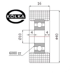Rolka tworzywowa fi. 40 mm otw.10mm / R-40-16/10