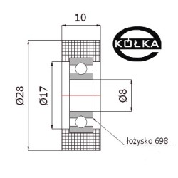 Rolka tworzywowa fi. 28 mm otw.8mm / R-28/8