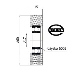 Rolka tworzywowa fi. 60 mm otw.17mm / R-60-15/17