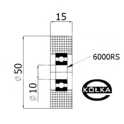 Rolka tworzywowa fi. 50 mm otw.15mm / R-50-17/15
