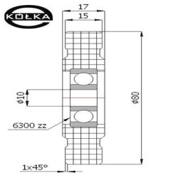 Rolka tworzywowa fi. 80 mm otw.10mm / R-80-17/10