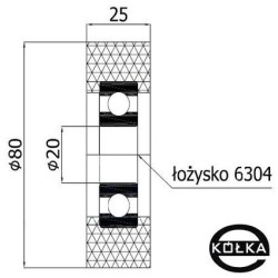 Rolka tworzywowa fi. 80 mm otw.20mm / R-80-25/20