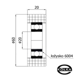 Rolka tworzywowa fi. 60 mm otw.20mm / R-60-20/20