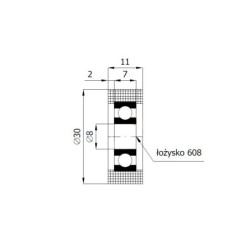 Rolka tworzywowa fi. 30 mm otw.8mm / R-30-11/8