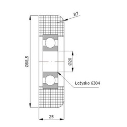 Rolka fi. 88,5 mm tworzywowa z łożyskiem, do bram / R-88,5