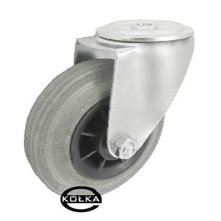 Koło fi. 100mm w obud. skrętnej ze stali nierdzewnej z otworem