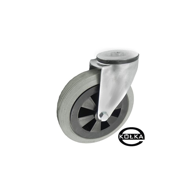 Koło fi. 200mm w obud. skrętnej za stali nierdzewnej z otworem